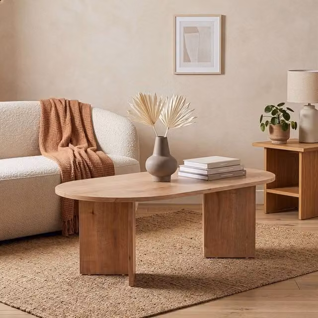 CALICOSY IRIS Oval Coffee Table in Light Oak