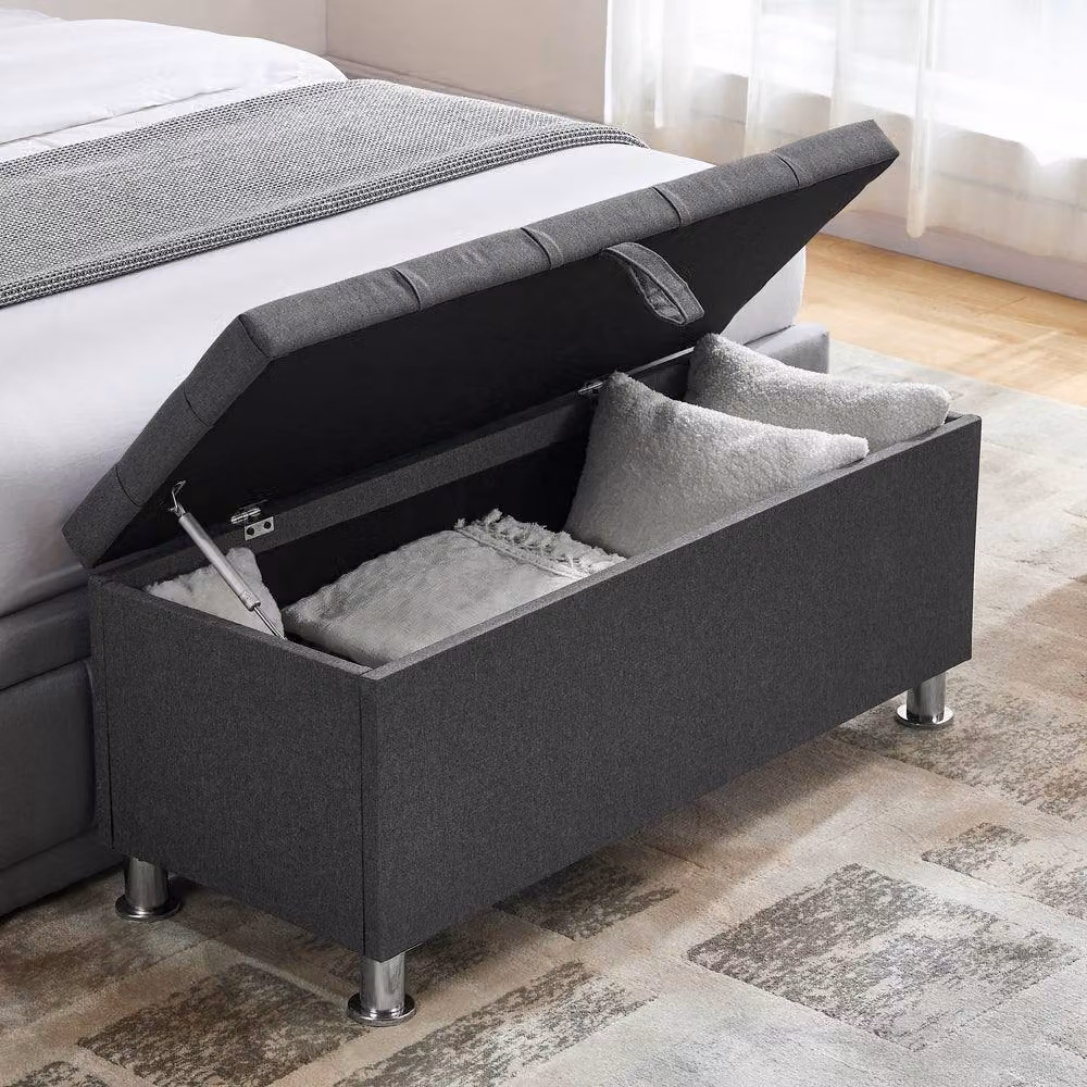 HD Designs Vida Designs Valencia Storage Ottoman in Dark Grey – 8
