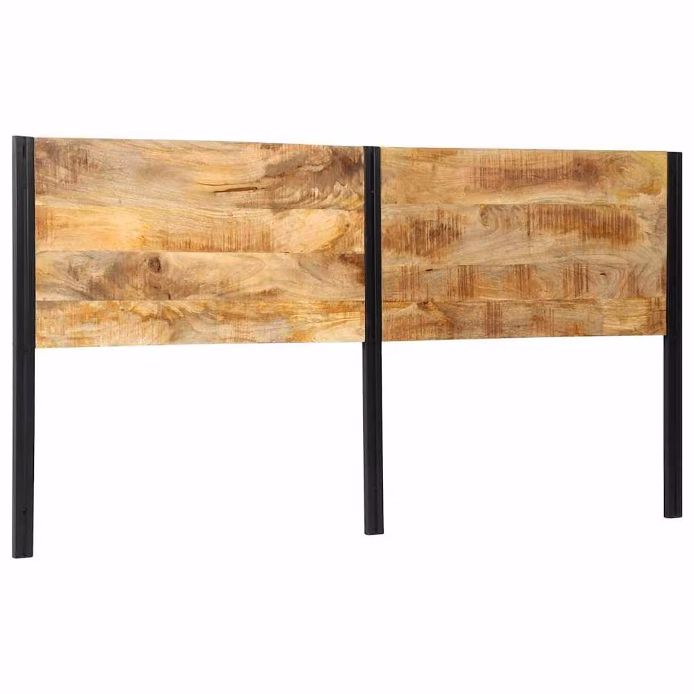 Berkfield Home Industrial Mango Wood and Iron Headboard in Brown, Width: 200 cm – 2