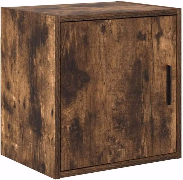 Berkfield Home Wall Mounted Garage Cabinet in Smoked Oak Brown Engineered Wood – 1