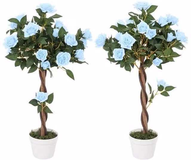 NESTLUNE Set of 2 Blue Artificial Rose Trees – 1