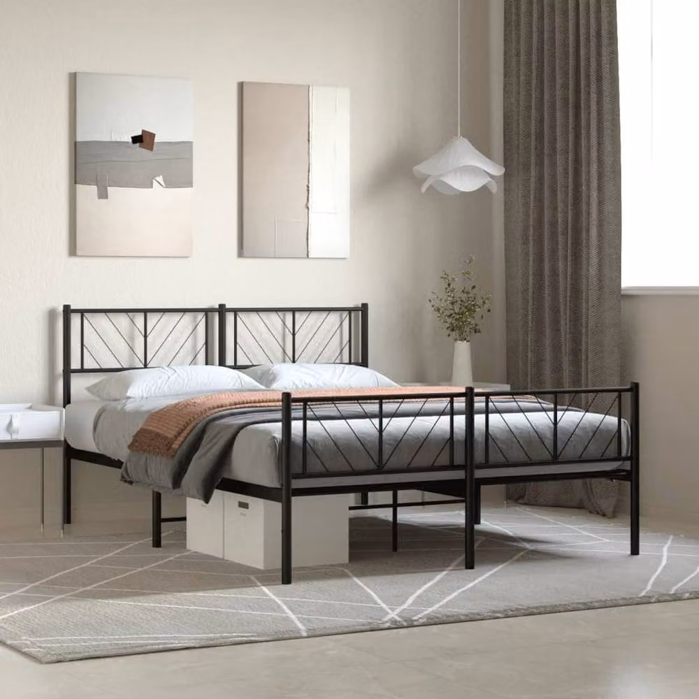 Berkfield Home Metal Bed Frame with Headboard and Footboard in Black – 2