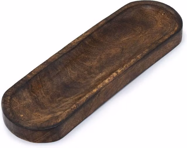 KDMD Brown Mango Wood Incense Tray, Rectangular Tabletop Holder