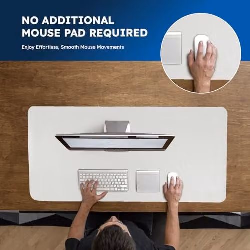 DesireTech Reversible Office Desk Pad in Silver and White – 8