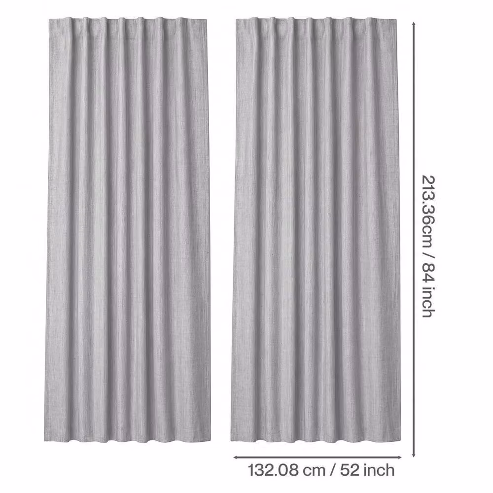 KORVIXA Grey Thermal Linen Blackout Curtains, Width: 100 cm to 150 cm – 2