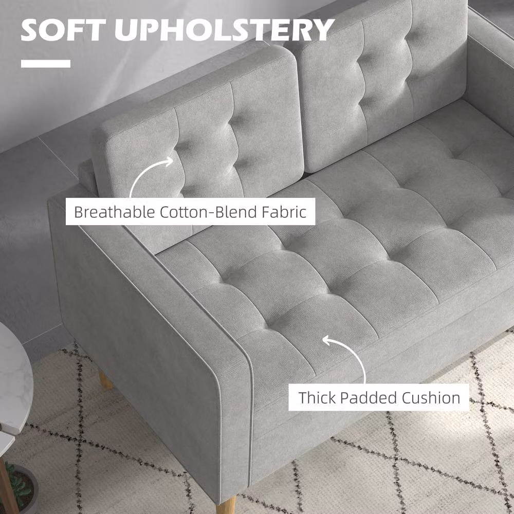 STILVORA 2 Seater Upholstered Fabric Sofa in Grey with Storage and Scatter Cushions – 3