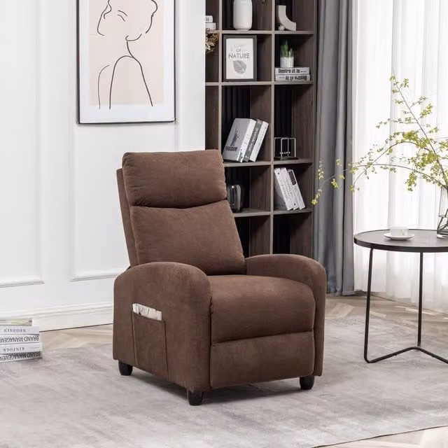 Furniture One Brown Velvet Pushback Recliner Armchair