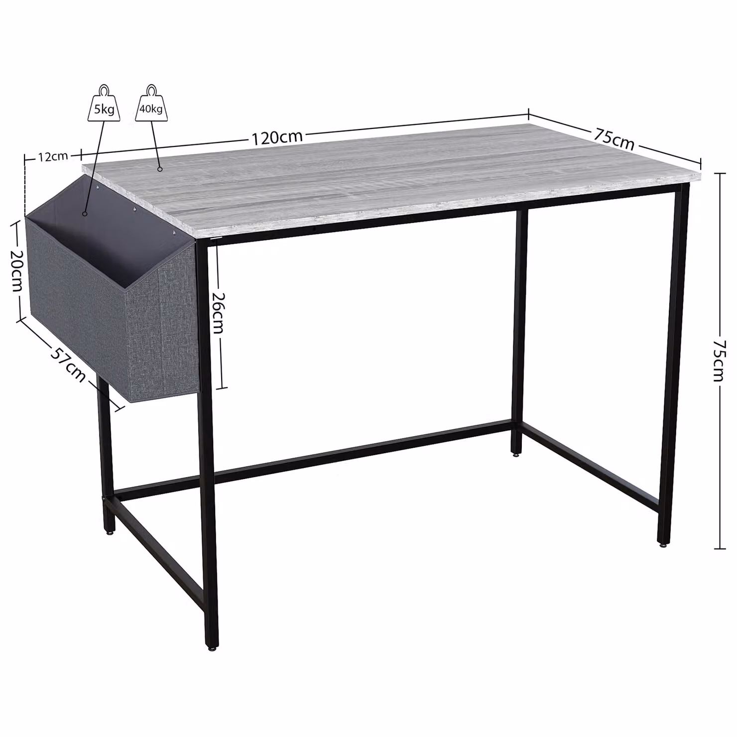 Vida Designs Brooklyn Industrial Computer Desk in Grey – 3