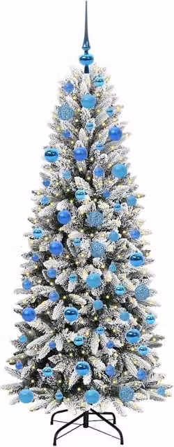 Berkfield Home Green Artificial Christmas Tree with 300 White LEDs, W/D/H: 73 x 73 x 180 cm – 1
