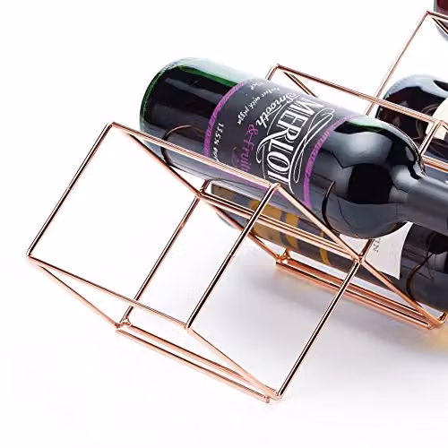 BarCraft Stackable Metal Wine Rack in Copper Finish, W/D/H: 58 x 14.5 x 14.5 cm – 3
