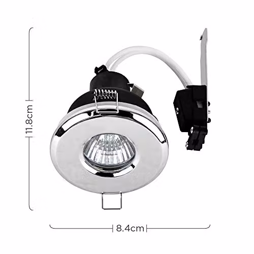 MiniSun Pack of 6 Polished Chrome Recessed Ceiling Downlights with 5W Warm White LED Bulbs