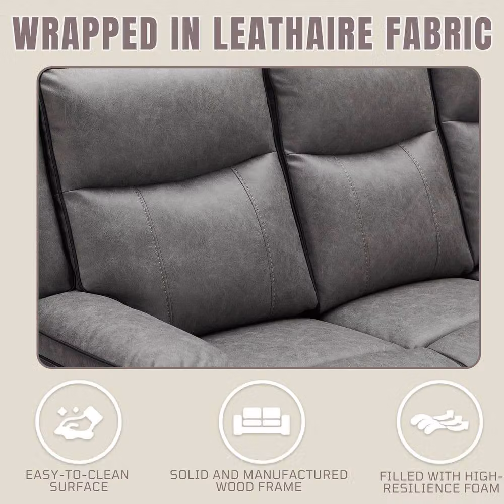 FURNITURE ONE 3 Seater Manual Recliner Sectional Sofa in Grey – 4