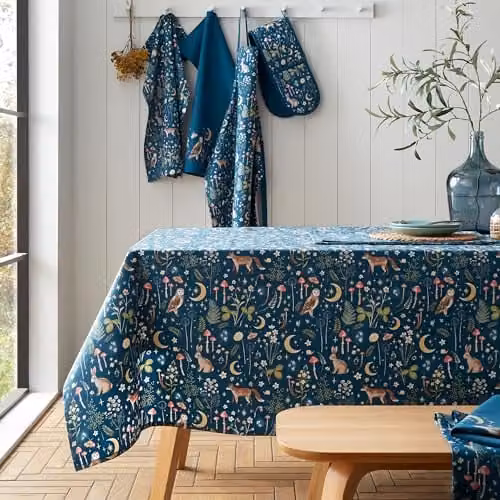 Catherine Lansfield Enchanted Twilight Animals Cotton Tablecloth, Blue, W: 137 cm, D: 178 cm – 1