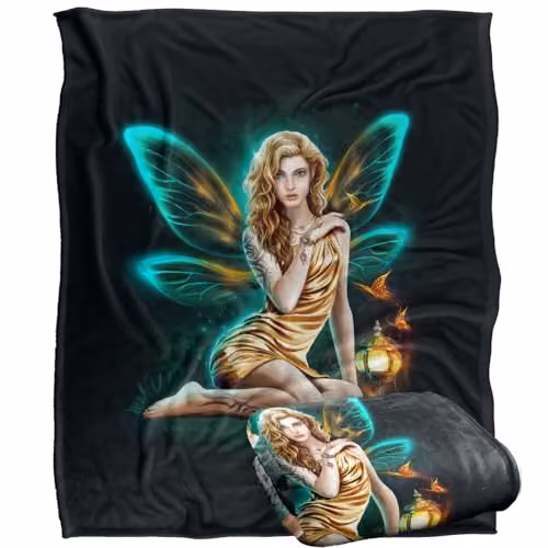 JQ Licensing En Pixy Fairy Silky Touch Super Soft White Fleece Throw Blanket W/D/H: 152 x 127 cm