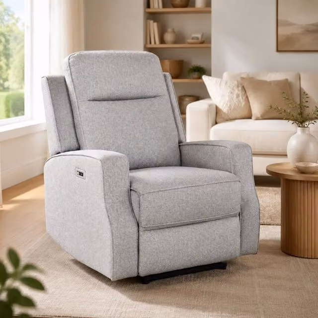 STILVORA Grey Fabric Electric Recliner Chair with Metal Frame and Armrests – 1