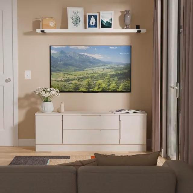 2 U Lucca Ready Assembled Superwide TV Unit with 2 Doors and 2 Drawers in Taupe/Beige