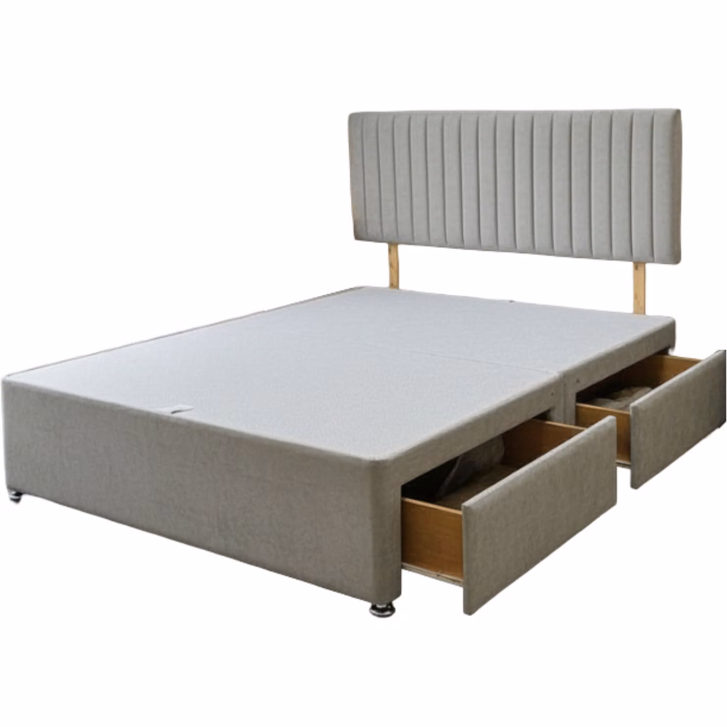 Knight Sleep Emily Divan Bed Base with 2 Drawers and Headboard, Grey/Silver Fabric, W/D/H: 90 x 190 cm – 2