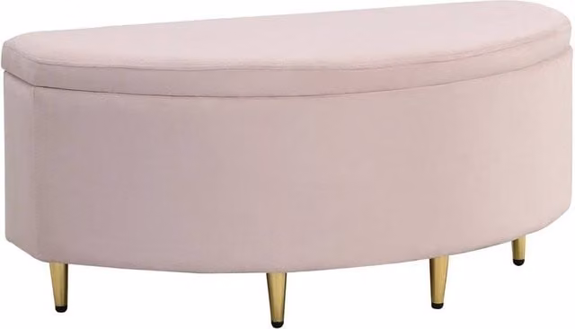 VOGREX Velvet Storage Ottoman Bench in Pink, W/D/H: 190 x 90 x 42 cm – 1