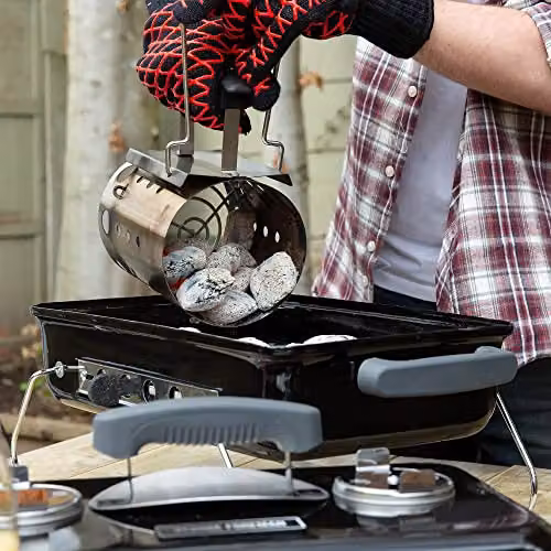 George Foreman Quick-Fire Compact Chimney BBQ Starter, Silver Stainless Steel Charcoal Burner, Diameter: 14.5 cm – 5