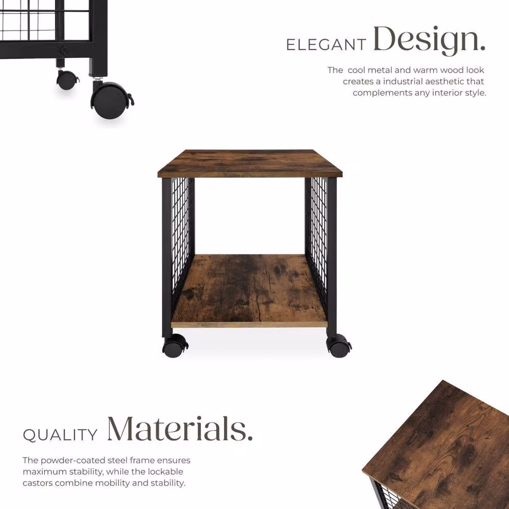 tectake Gary Industrial Bedside Table in Dark Brown and Black – 3