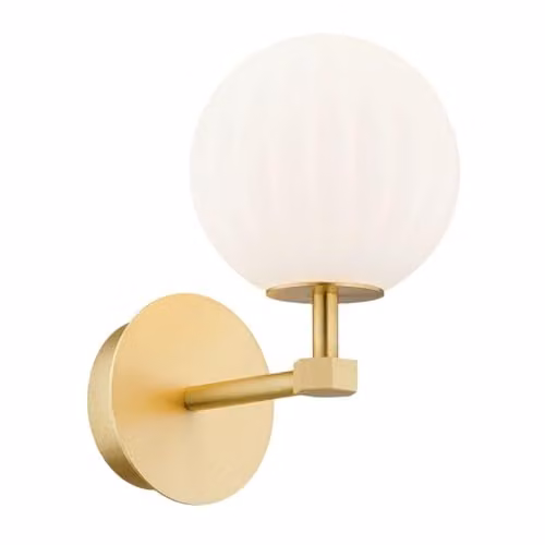 Argon Paloma Right Angle Wall Lamp with White Opal Matt Fluted Glass in Brushed Brass – 1