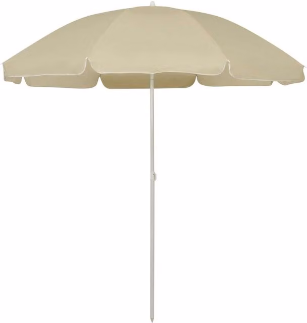 Berkfield Home Beach Umbrella in Sand, Yellow and White with Polyester Fabric, Diameter: 240 cm