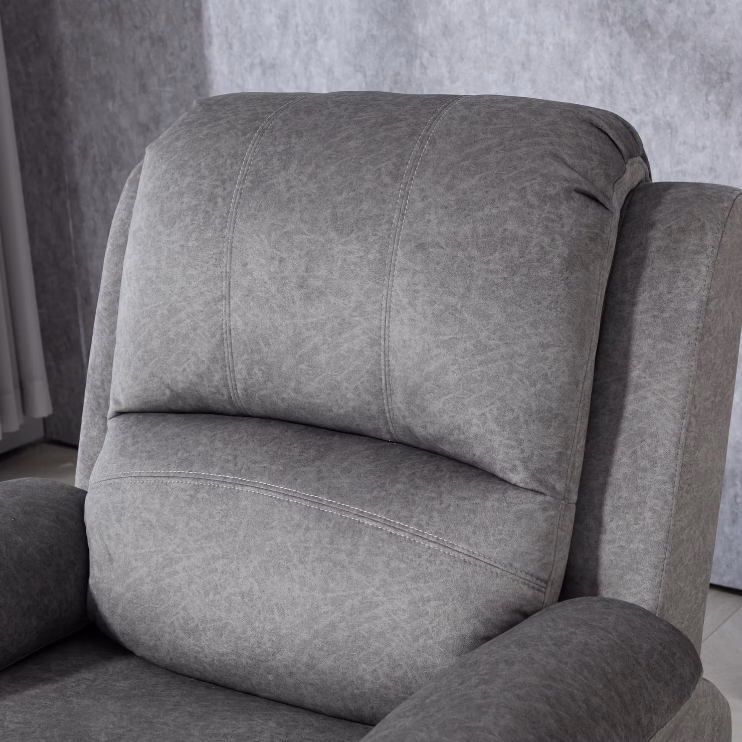 HOMCOM Grey Microfibre Manual Reclining Armchair with Footrest and Armrests – 7