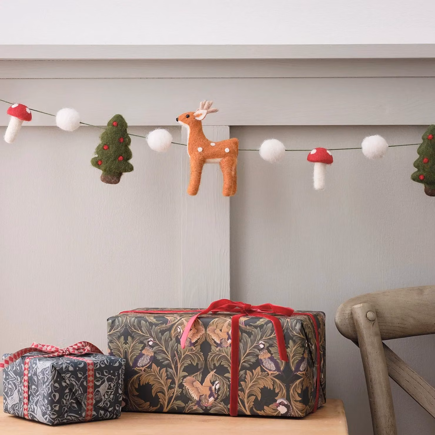 1.8m Winter Woodland Multicolour Felt Animal Hanging Garland