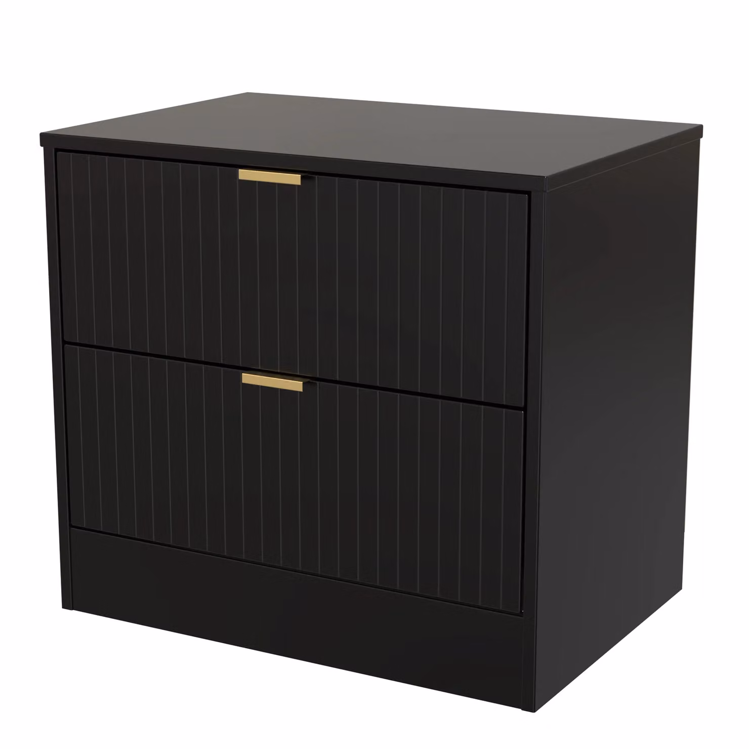 Ready Assembled 2 U Denver 2 Drawer Side Table in True Black – 3