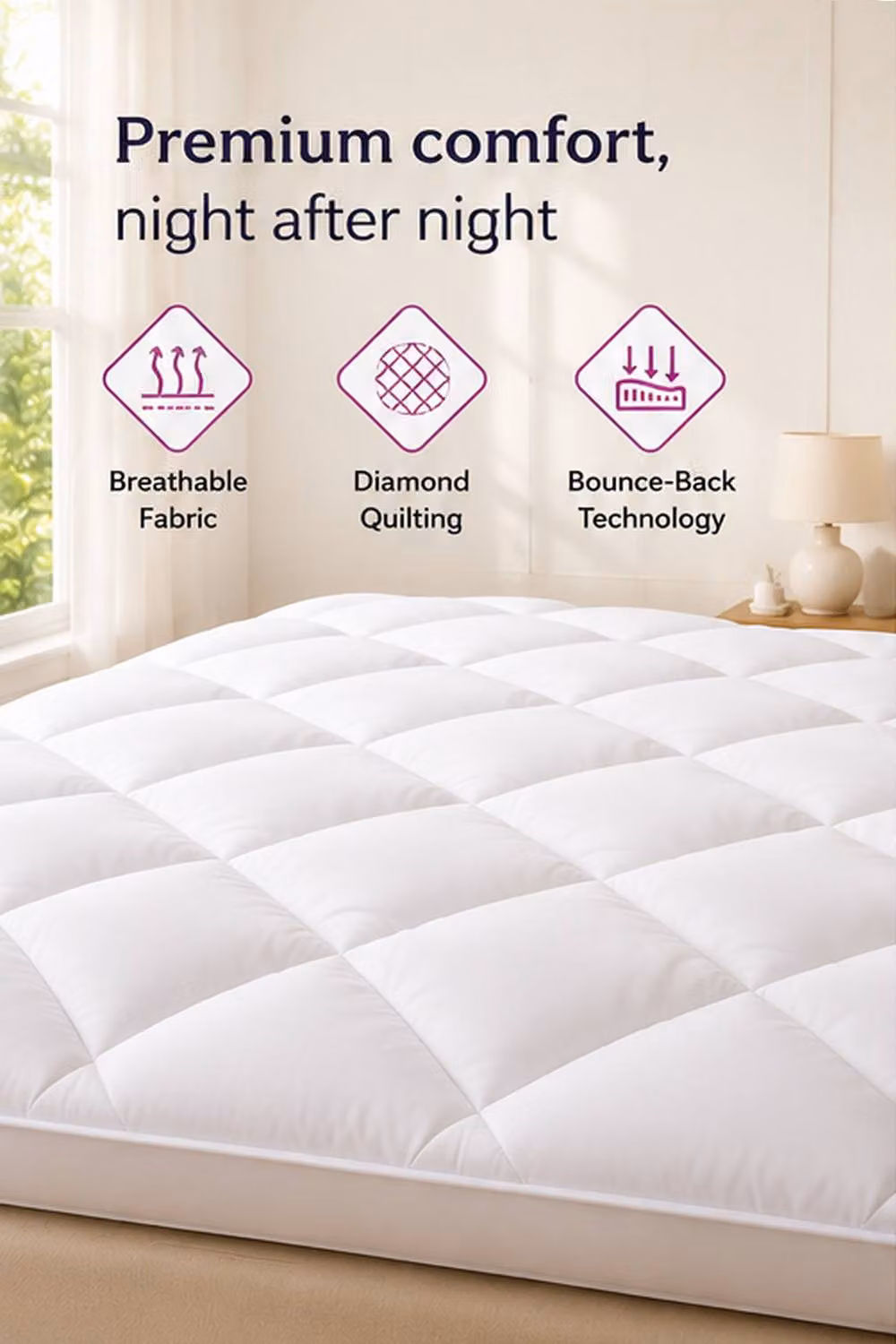 Neo Luxury White Breathable Polyester Mattress Topper, Depth: 10 cm, Single – 2