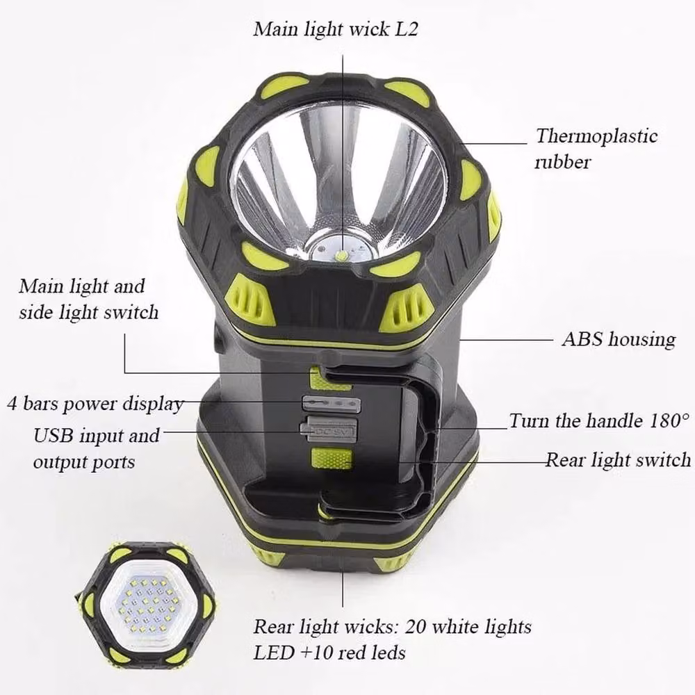 FLAVORA Rechargeable Super Bright LED Handheld Searchlight Work Torch in Black – 5