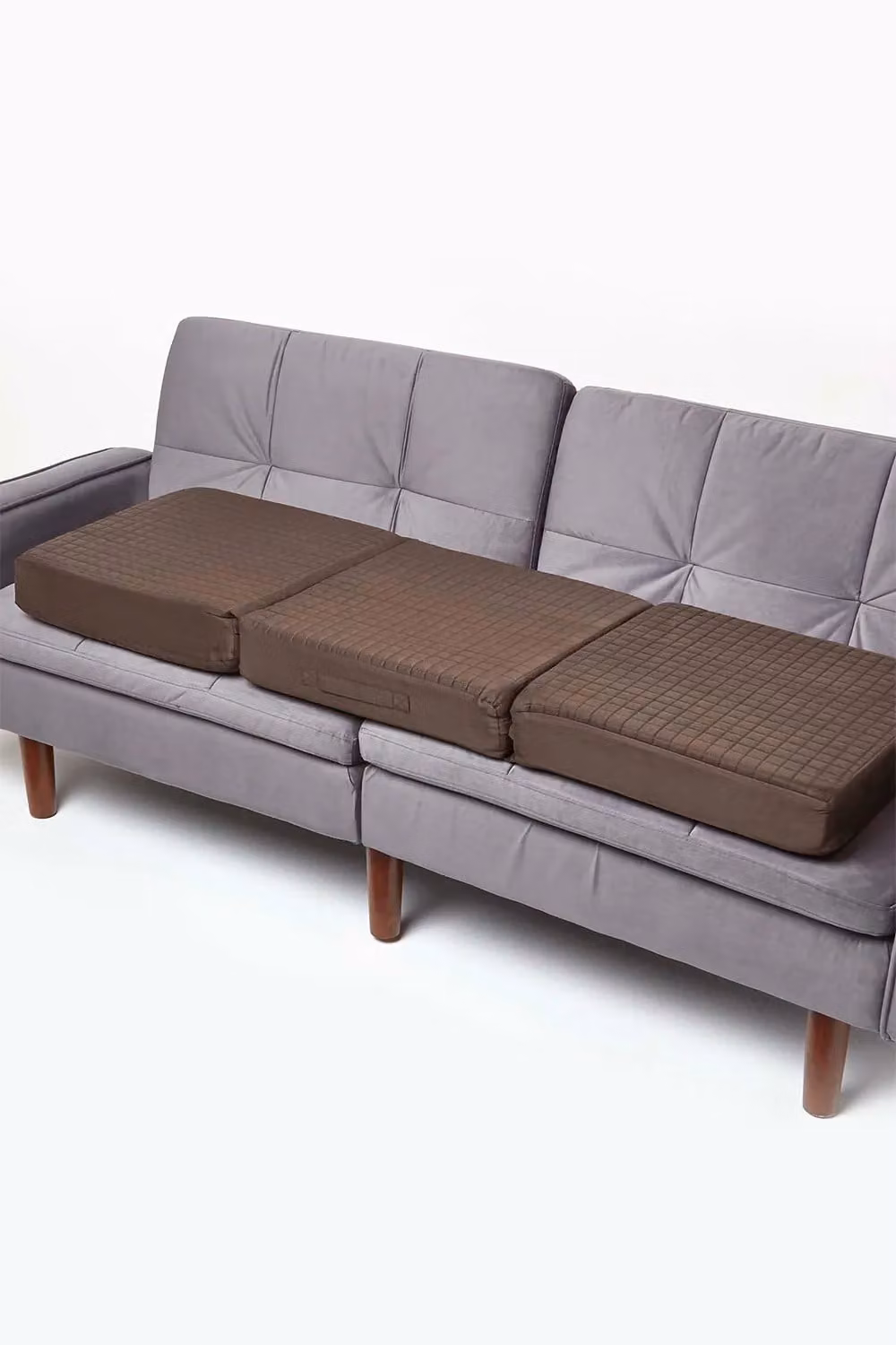 Homescapes Chocolate Brown Quilted Polyester 3 Seater Orthopaedic Booster Cushion Cover – 2