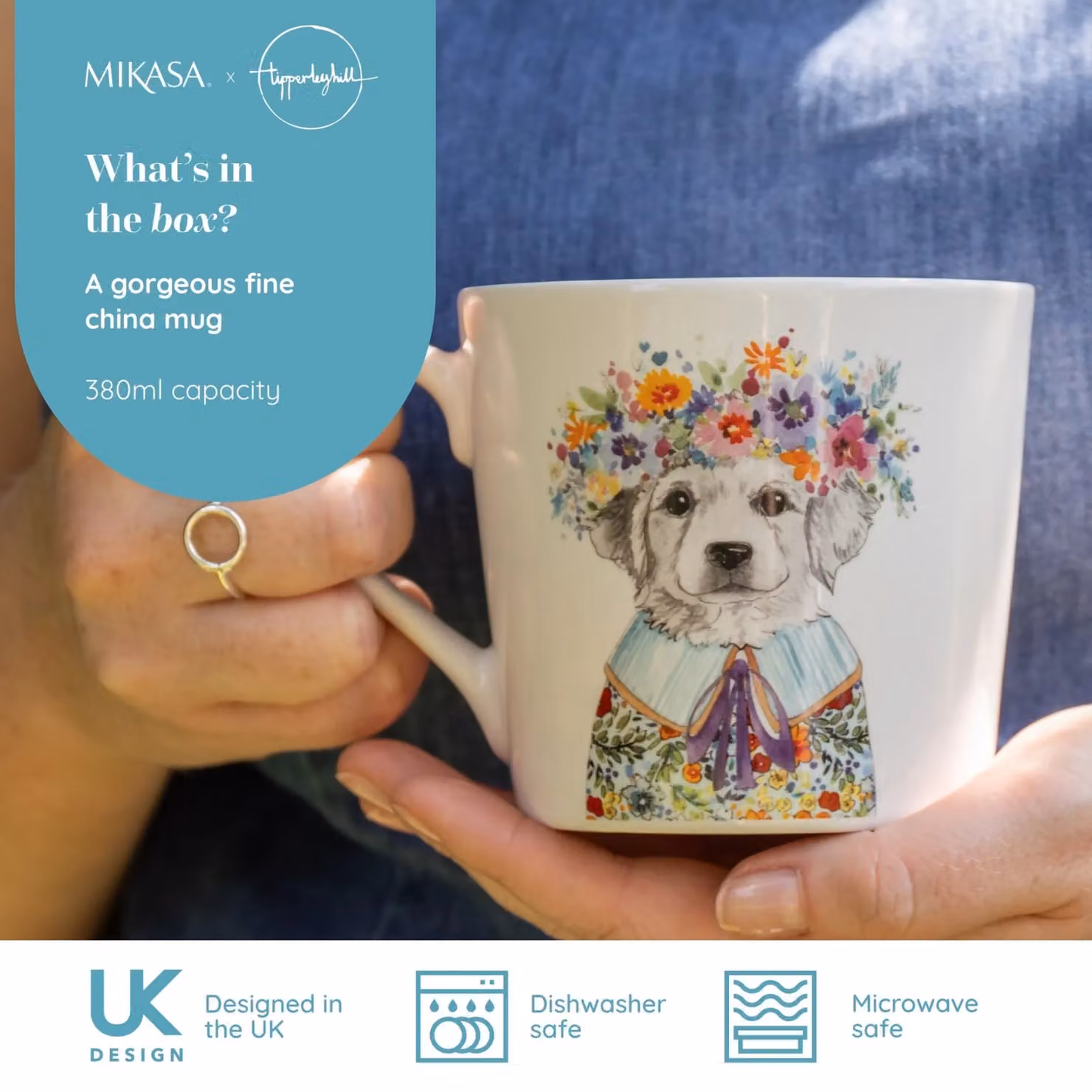 Mikasa Tipperleyhill Bone China Mug, White and Multicolour, 380 ml – 5