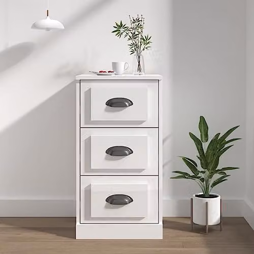 vidaXL Modern High Gloss White Sideboard in MDF, W/D/H: 36.0 x 35.5 x 67.5 cm – 1