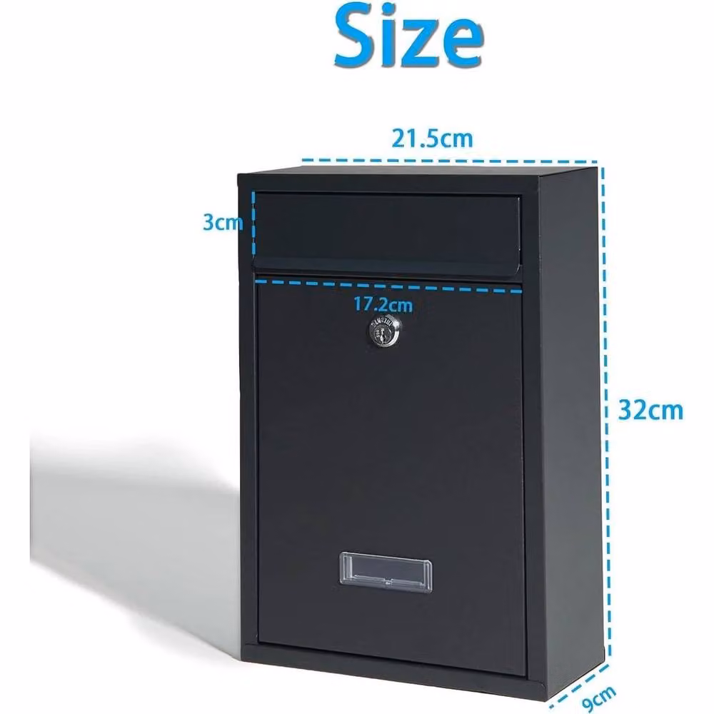FLAVORA Steel Wall-Mounted Letterbox in Black – 2