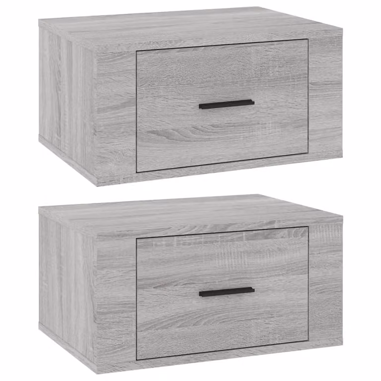 Berkfield Home Wall-mounted Bedside Cabinets, 2 Piece Set, Grey Sonoma, W: 50 cm, D: 36 cm, H: 25 cm