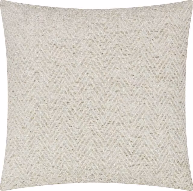 Croft Twill Woven Square Cushion in Beige and White with Feather and Polyester Filling