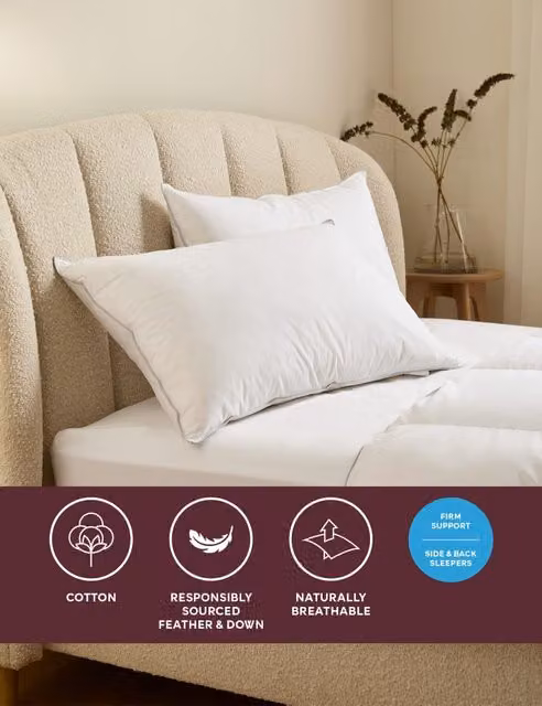 M&S 2 Pack Deluxe Hungarian Goose Feather and Down Firm Pillows in White