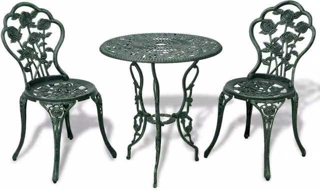 Berkfield Home 3 Piece Cast Aluminium Bistro Set in Matt Green