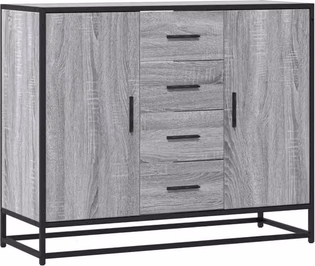 Berkfield Home Grey Sonoma Sideboard in Engineered Wood, W/D/H: 92 x 35 x 76 cm