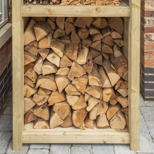 Rowlinsons Premium Heritage Single Log Store in Natural Wood, W: 112 cm, D: 71 cm, H: 170 cm – 5