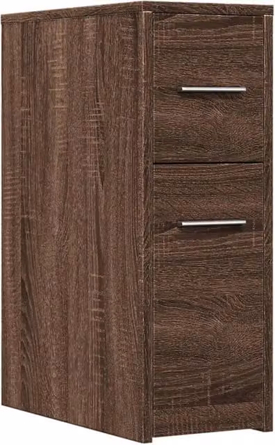 Berkfield Home Narrow Freestanding Bathroom Cupboard with Wheels in Brown Oak – 1