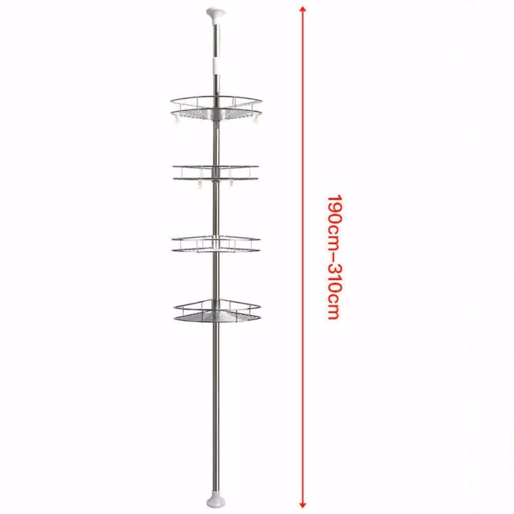 EONLION Stainless Steel Adjustable Telescopic Bathroom Corner Shelf in Silver – 2