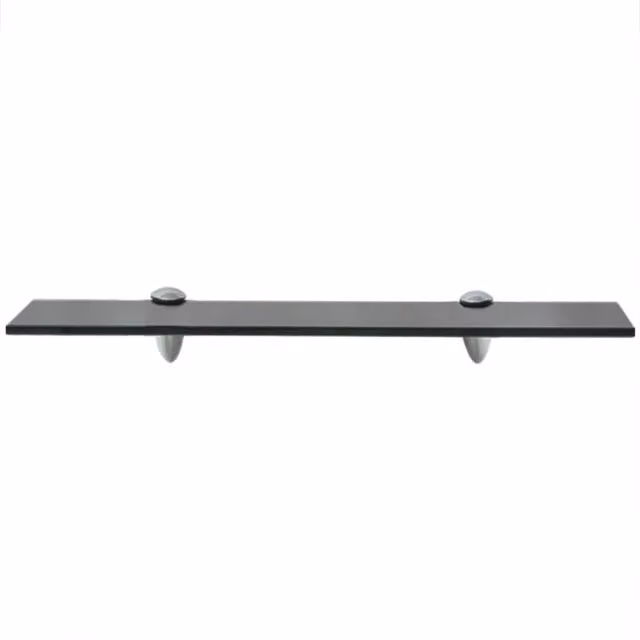 Berkfield Home Black Glass Floating Shelf, W: 50 cm, D: 20 cm