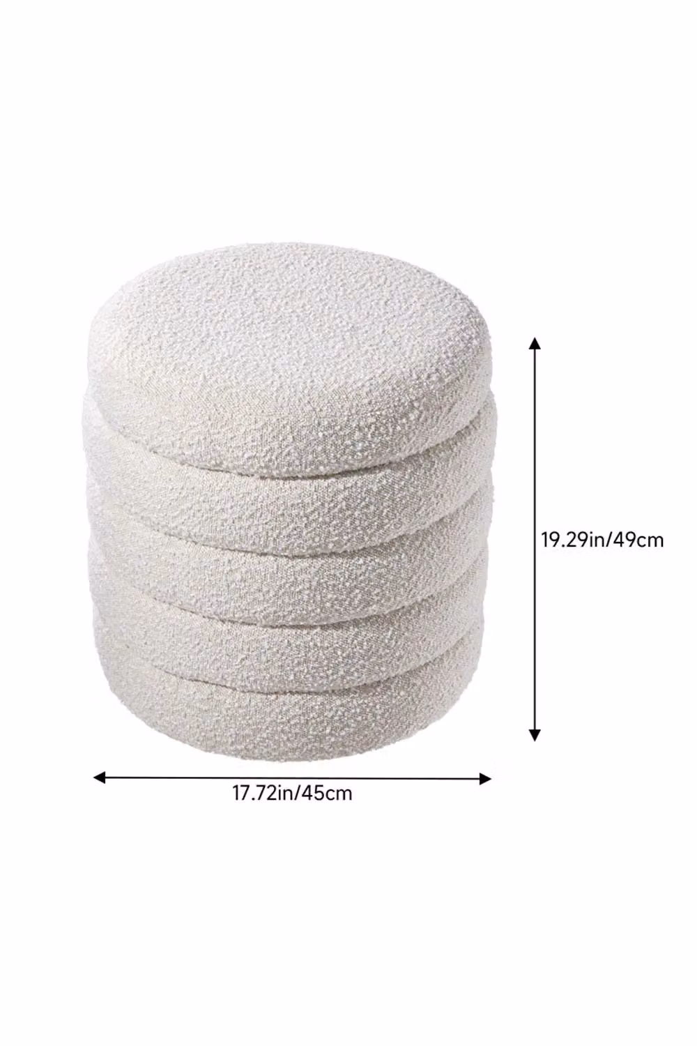 H&O Direct Beige Bouclé Round Storage Ottoman – 2