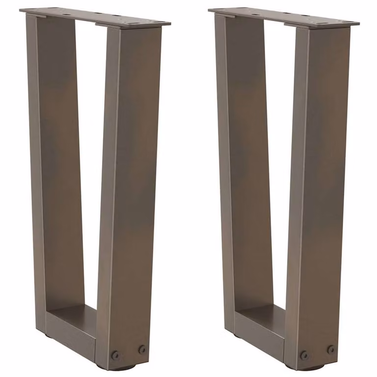 Berkfield Home V-Shape Dining Table Legs, 2 Pieces, Brown Steel, W: 28 cm, H: 42-43.3 cm