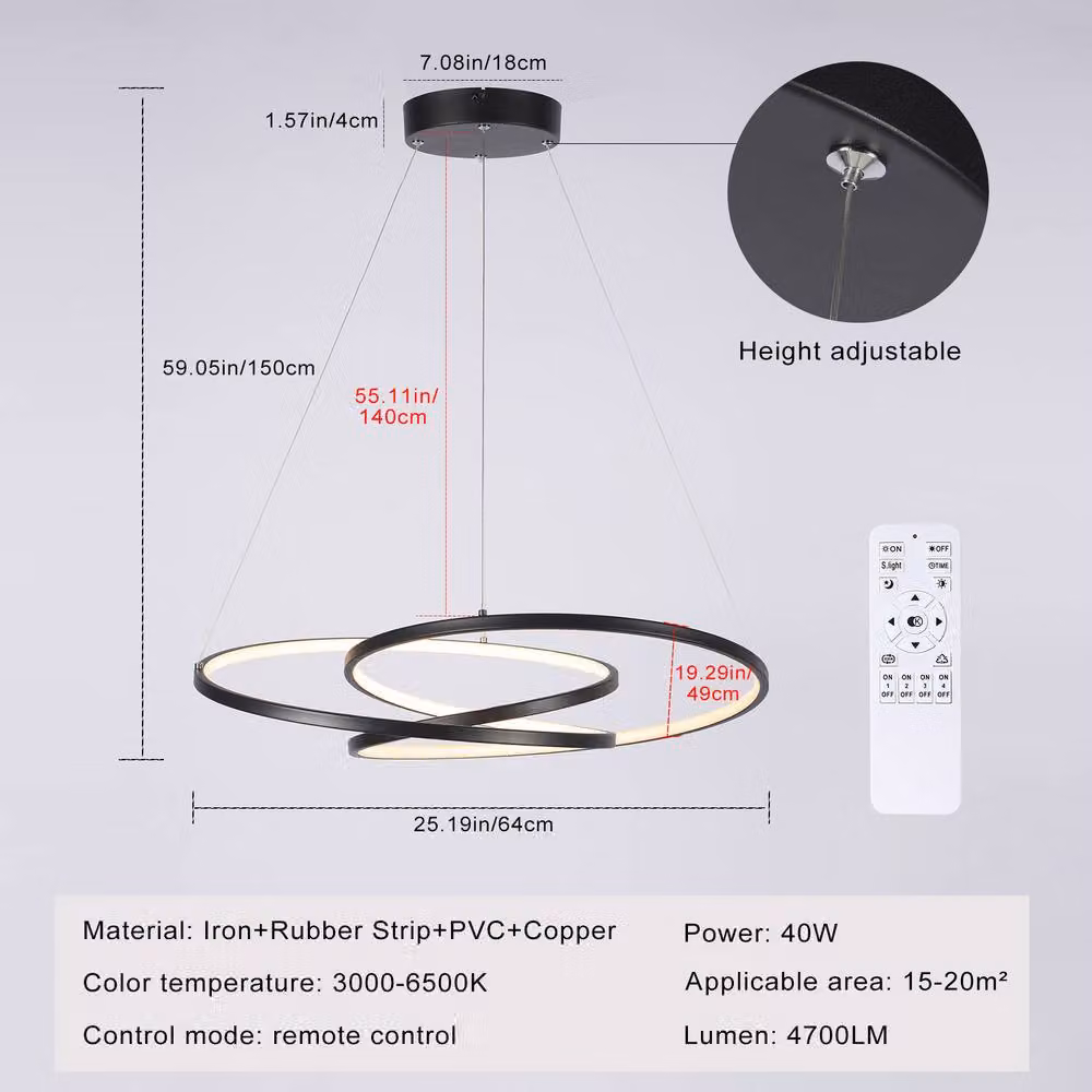 NIVOR Adjustable Linear LED Chandelier Black Metal Pendant Light – 2