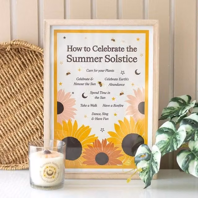 Uniqueful How to Celebrate the Summer Solstice Framed Wall Art Print, Multicolour, W: 26 cm, H: 35 cm – 1