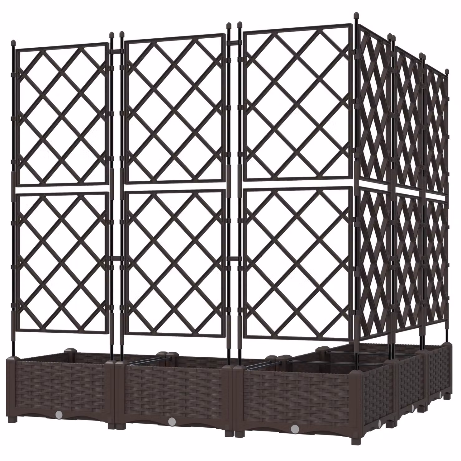 Berkfield Home Garden Planter with Trellis, 5 Piece Set, Brown, W/D/H: 120 x 120 x 125.5 cm – 5