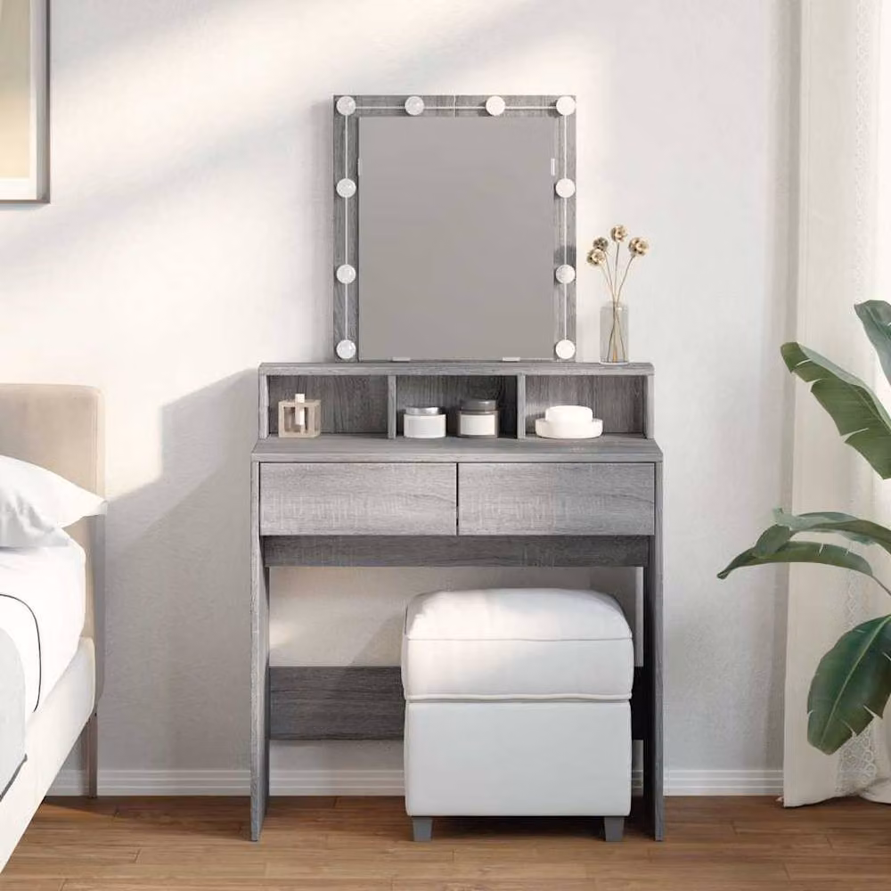 Berkfield Home Beautiful Modern LED Dressing Table in Grey Sonoma, W: 80 cm, D: 41 cm, H: 144.5 cm – 2